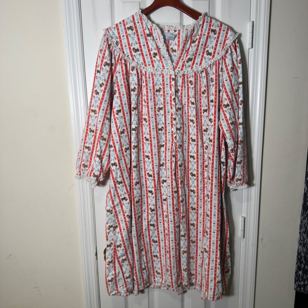 Vintage Lanz of Salzburg Scottie Dog Nightgown XL Cozy Cottage‎ Cotton Prairie